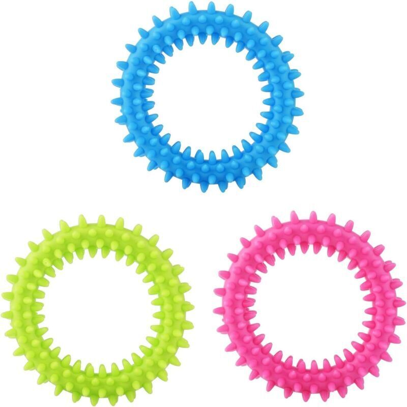3Pcs Welpe Zähne Kauen Spielzeug Naturkautschuk Spielzeug Kleiner Hund Welpe Spielzeug Ring 360° Oral Zähne Beruhigen Jucken Welpe Kauen Spielzeug