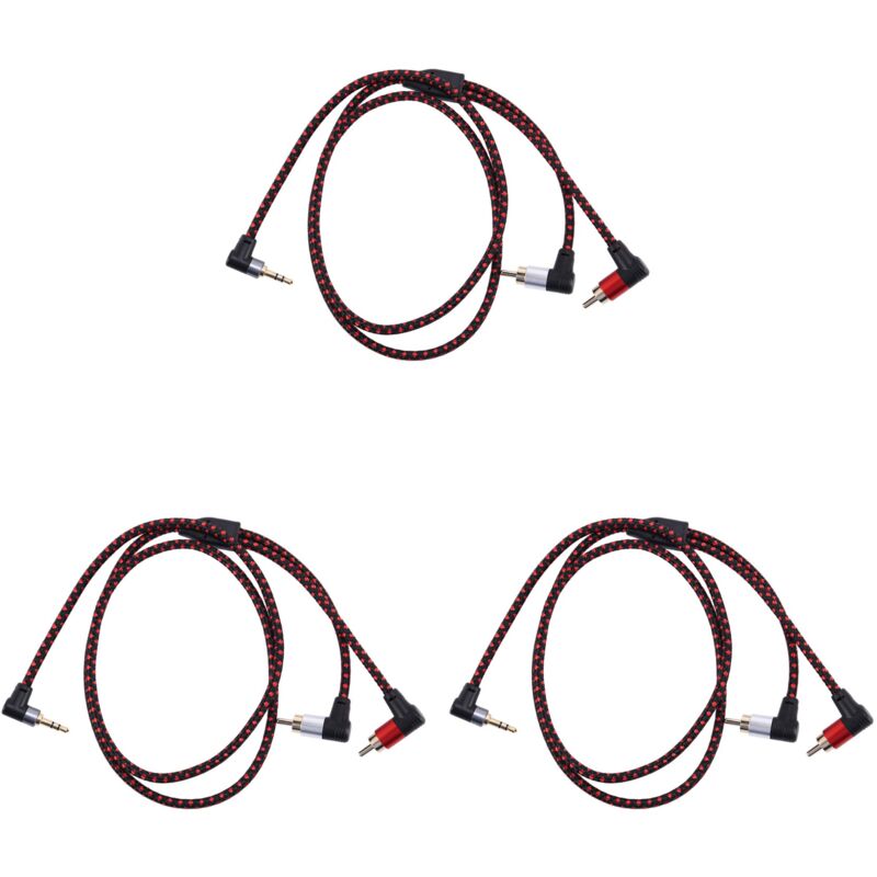3X 90 Grad 3,5 mm Stecker auf 2 Cinch Stecker Kabel Rechtwinklig Stereo aux y Splitter Kabel Mikrofon Buchsen Stecker für Laptop 1M