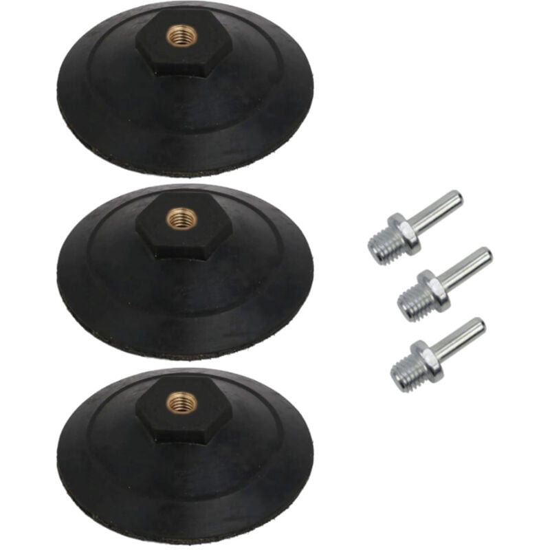 3x Trade-Shop Klett Schleifteller Aufnahmeteller Haftteller Ø100mm mit M14 Spanndorn für Elektrowerkzeuge Schleifmaschinen Bohrmaschinen Akkuschrauber