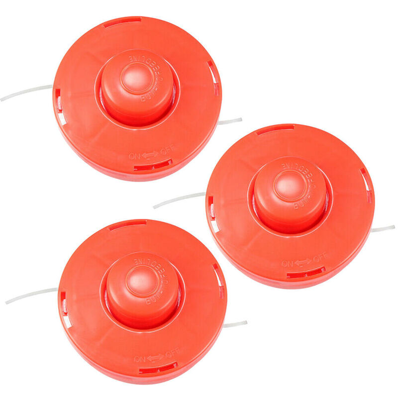 3x Trade-shop Rasentrimmer Doppel-Fadenkopf Motorsense Trimmerkopf für Einhell gardenline gh-bc 43 gh-bc 25 gh-bc 33-4, bg-bc 30 s bg-bc 30/1