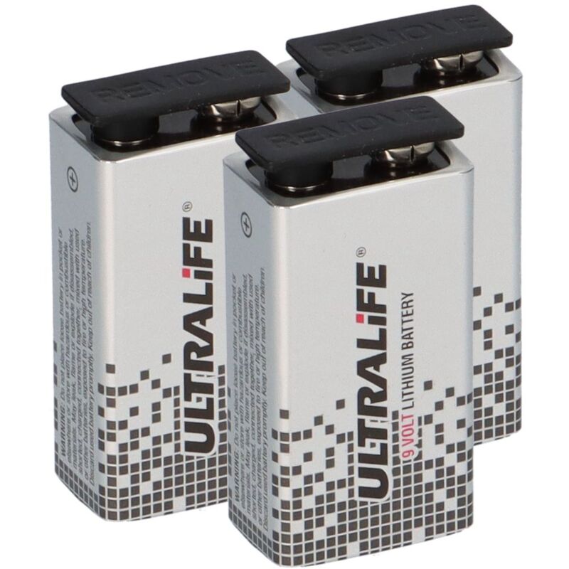 Ultralife - 3x U9VL-J-P - 9V Block Power Cell Lithium Batterie 9V 1200mAh
