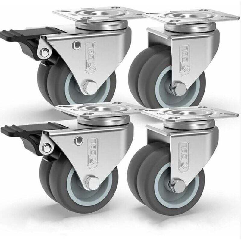 4 Möbelrollen, 50-mm-Lenkrollen mit und ohne Bremsen, Rollen zum Bewegen von Möbeln, Möbelfüße, Möbelrollen und -räder