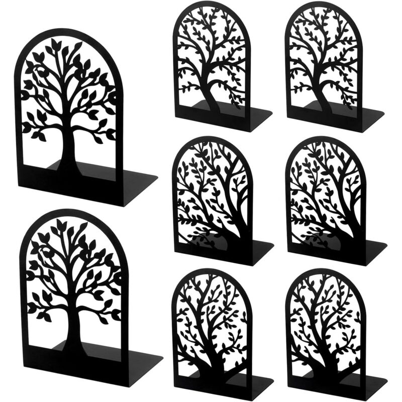 4 Paar Buchstützen aus Metall – Originelle Buchstützen für Schlafzimmer, Bibliothek, Büro, Schule und Büro