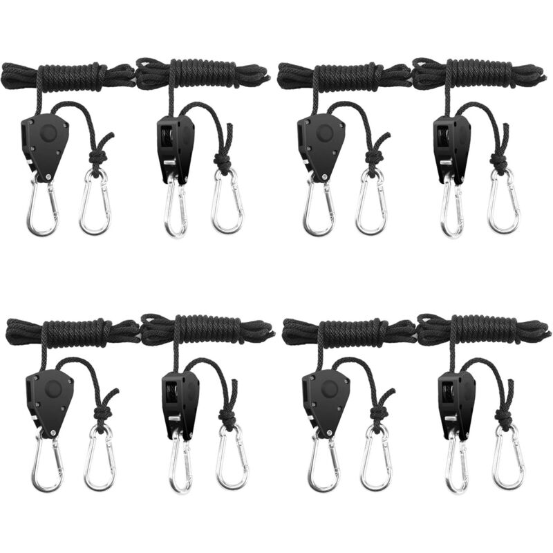 4 Paar(8 Stück) 1/8 Zoll Ratchet Hanger Heavy Duty Einstellbare Ratsche Seil Aufhänger Verstellbarer Seilaufhänger für Grow Light Armaturen