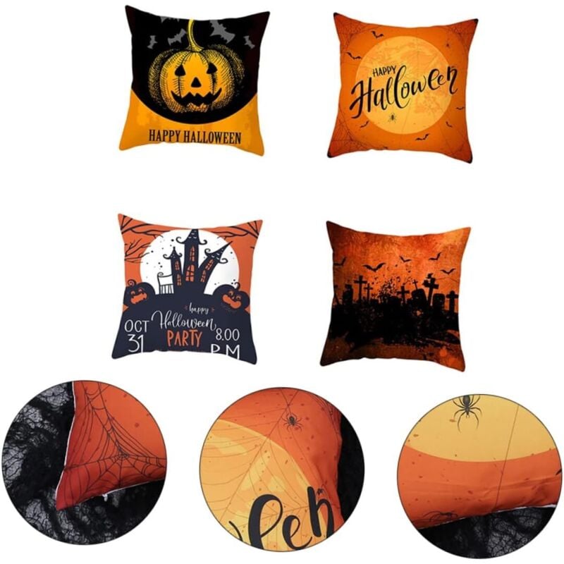 Stück Halloween-Kissen, Sofakissen, Sofakissen, Kissen für Sofa, Halloween-Kissenbezug, Festival-Überwurfkissenbezug, Halloween-Kissen, Kissenbezug,