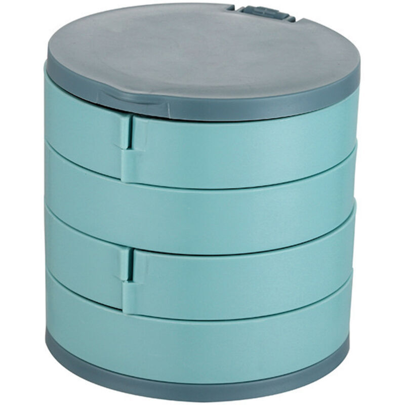 4-stöckige, drehbare Aufbewahrungsbox für Schmuck, Kosmetik, Ohrringe, Halsketten, Armbänder und Ringe (Blau)