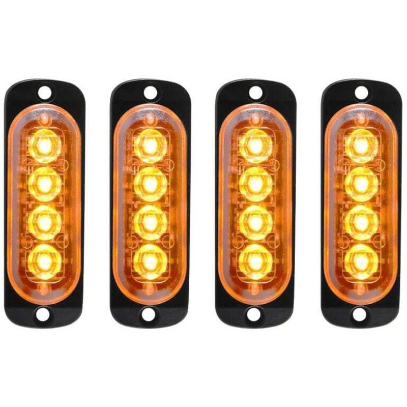 4 Stück 12–24 V IPX-4 Ultradünne Warnlichtleiste mit Blitzfunktion – 4 LED-Lichtleiste für Transporter, LKW, Bagger, Gabelstapler, Traktor
