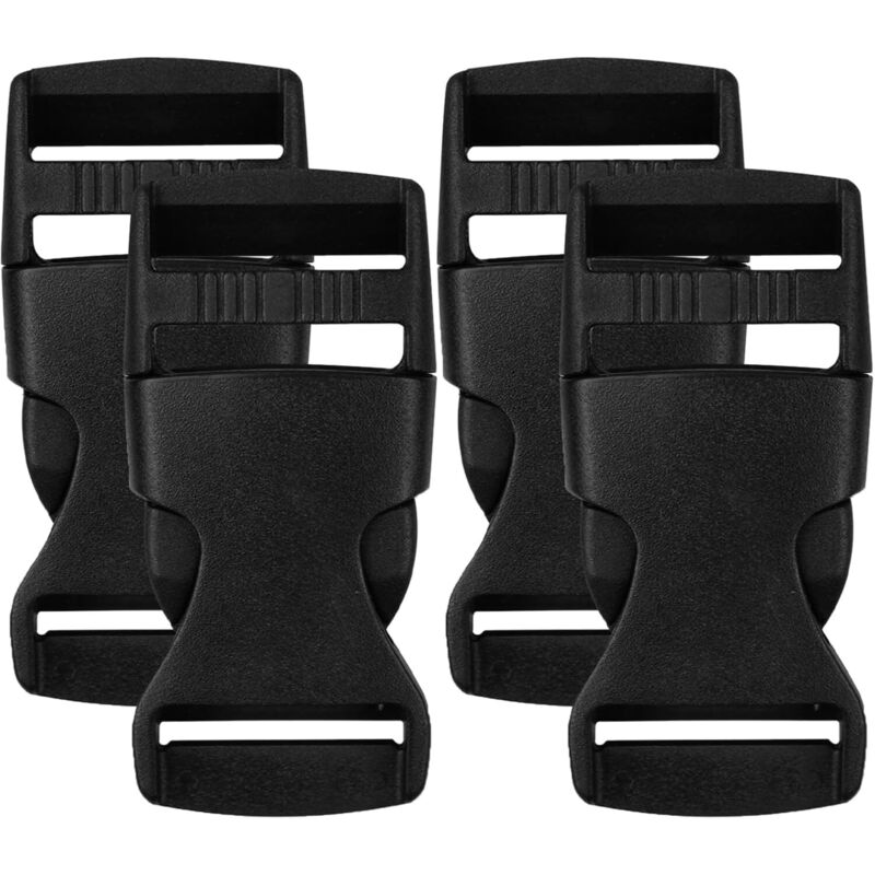 Csparkv - 4 Stück 25 mm Kunststoffschnalle, mit Clip-Schnalle, doppelseitig zu öffnende Schnalle, für Gepäck, Gurte, Rucksäcke, schwarz, 3,1 × 6,5 cm