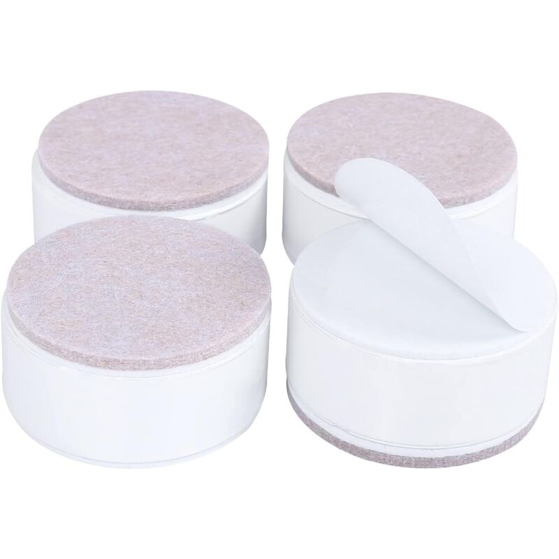 4 Stück 3 cm hohe Möbelerhöhungen aus Kohlenstoffstahl, selbstklebende Möbelerhöhungen, 6 cm breit, geeignet für Sofaschränke, Stühle, Tische, weiß