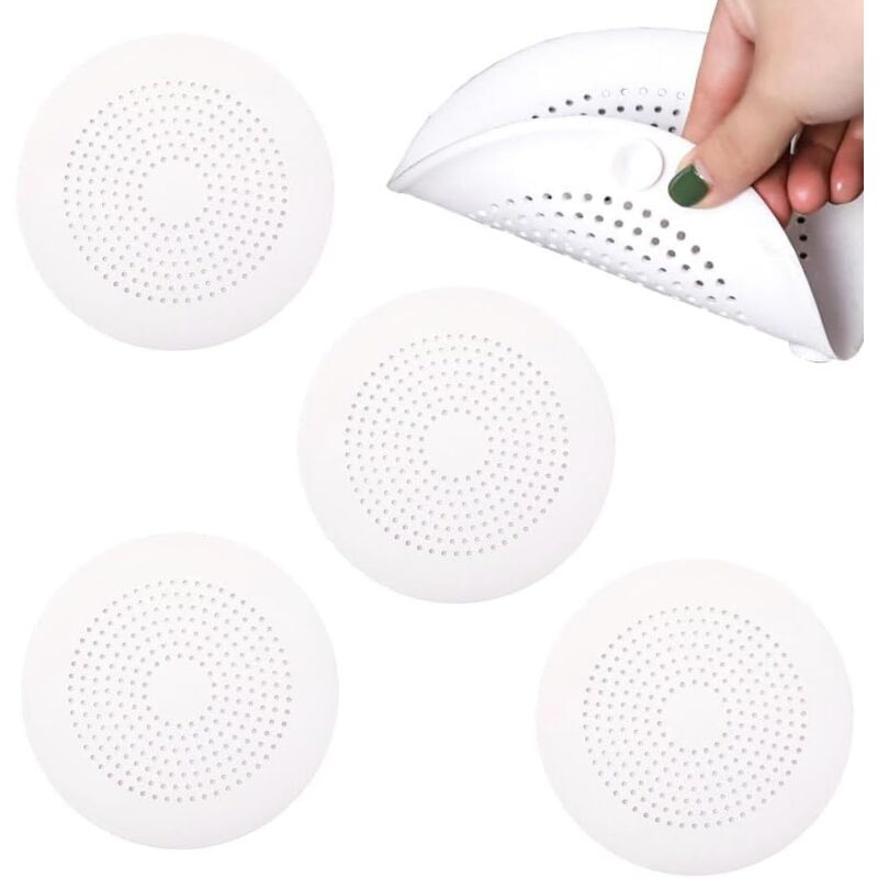 Bluedeer - 4 Stück Abflusssieb Silikon Abflusssieb Dusche, Abfluss Haarfänger mit Saugnäpfen, Haarsieb Dusche, für Küche, Dusche, Badewann