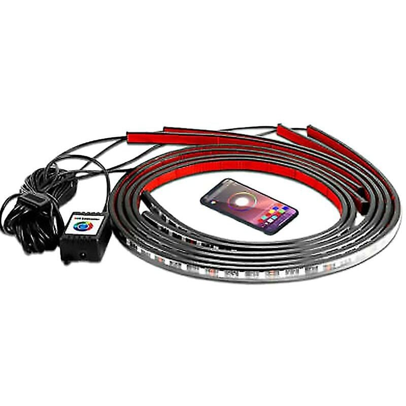 Woosien - 4 Stück Auto Underglow Flexible Strip App Control rgb led Streifen Auto Chassis Licht
