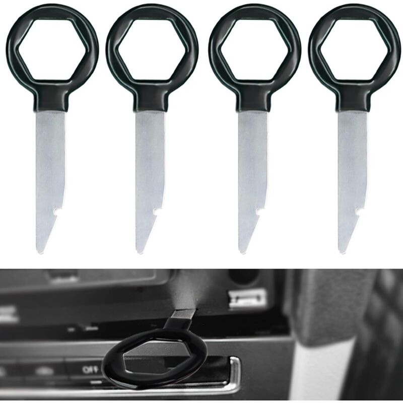 4 Stück Autoradio-Entfernungsschlüssel, Autoradio-Entfernungswerkzeuge, Autoradio-Entfernungsschlüssel, ergonomisches Design, massiver Edelstahl