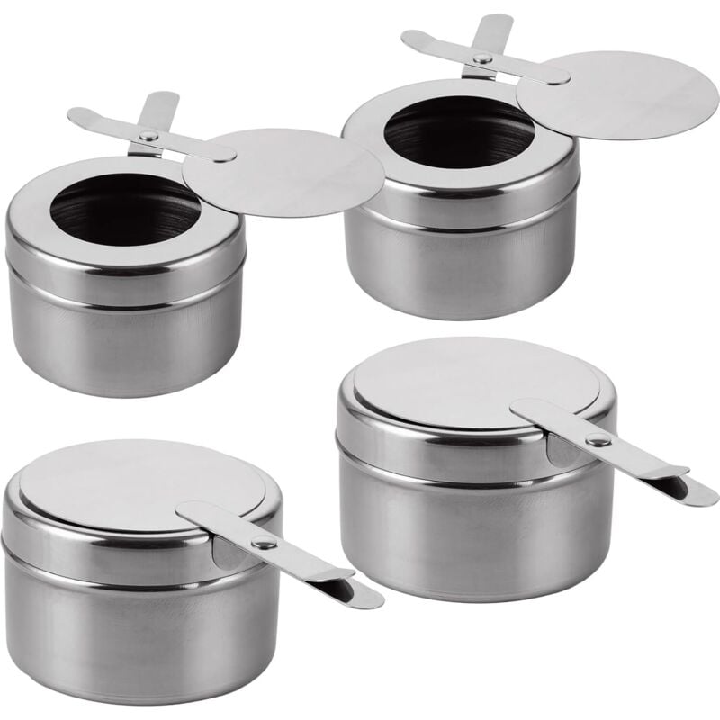 4 Stück Brennpastenbehälter, Fondueherd Spiritusbrenner, Edelstahl Chafing Dish Brenner, Brennpastenbehälter für Buffet, Fondue, Camping