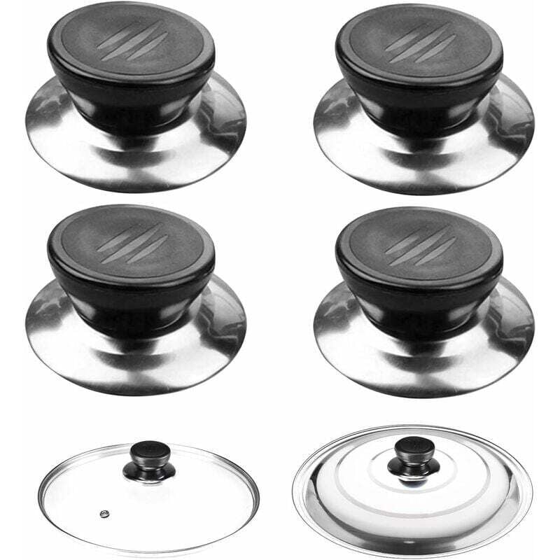 4 Stück Deckelknauf, Pfannendeckelgriff, Topfdeckelknopfabdeckungen, Topfdeckelgriff, geeignet für Wasserkocher, Pfannen, Kochgeschirrdeckel..DEBUNS