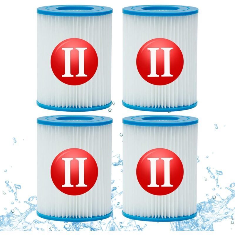 4 Stück für Bestway Typ 2 Filter, aufblasbares Poolfilterzubehör, Ersatz für Bestway Spa 58094 Typ II-Kartuschen, waschbar und wiederverwendbar Ymyny