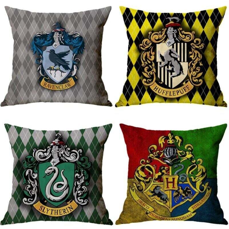 4 Stück Harry Potter Feuerkelch Leinen Kissenbezug Print Überwurf Kissenbezug Kissenbezug Home Sofa Bett Dekor 45x45cm