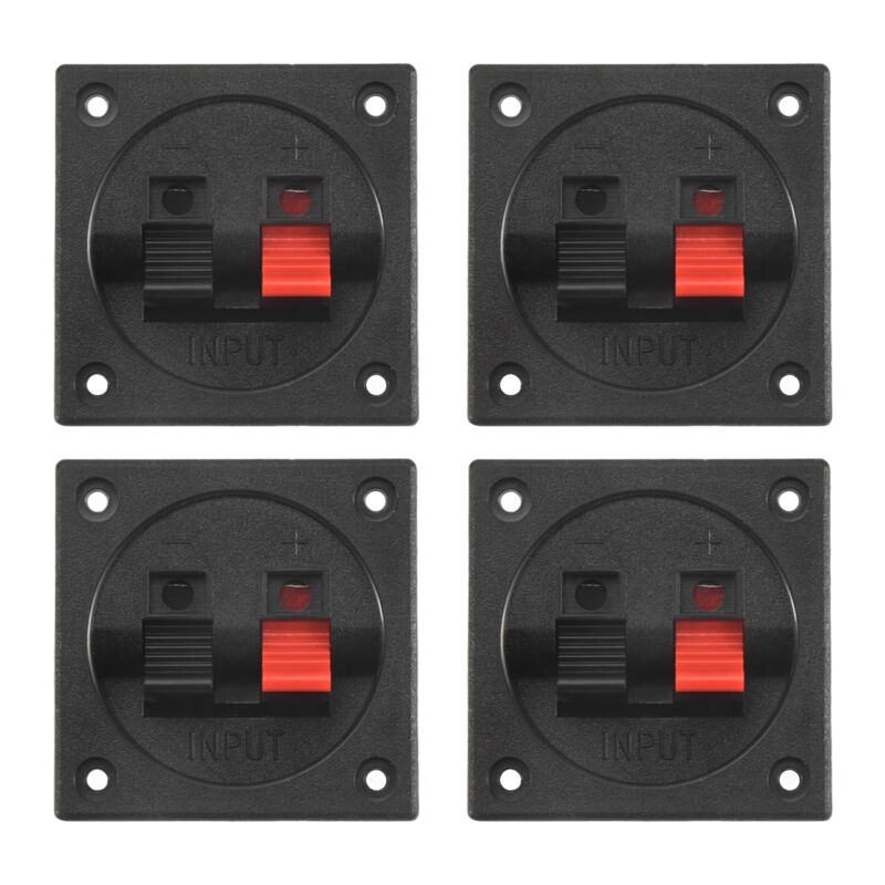 4 Stück Lautsprecher-Box-Anschlussbecher, Federquadrat-Subwoofer-Box-Anschluss-Bindungspfosten-Anschluss für DIY-Heim-Auto-Lautsprecher
