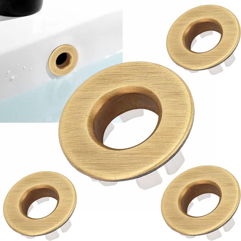 4 Stück Messing-Überlaufring für Waschbecken, Überlaufabdeckung für Waschbecken, Überlaufring für Waschbecken, 1,2 x 0,6 Zoll für Küchenspüle,