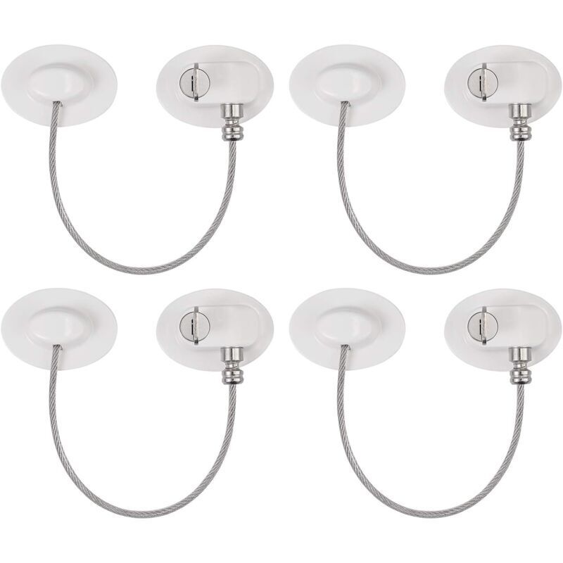 4 Stück Mini-Kühlschranktürschlösser, Kindersicherung, stark haftendes Schloss für Kühlschrank, Schrank, Schublade, Werkzeuge, Tür, Fenster, Schloss,