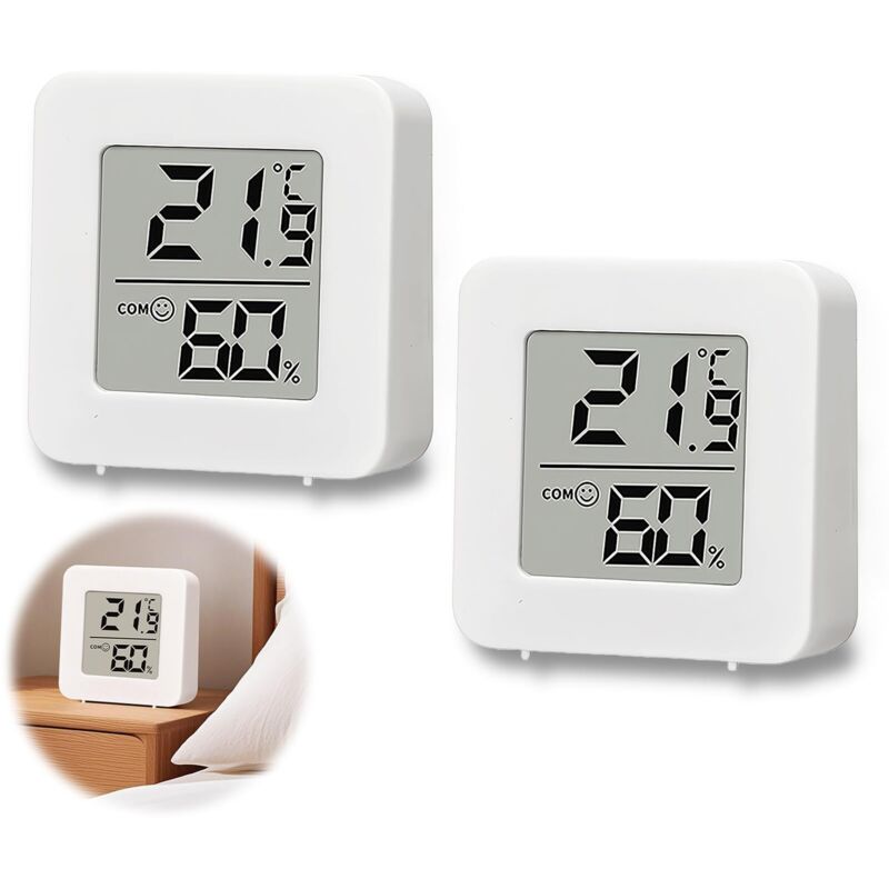 4 Stück Mini-LCD-Thermometer, digitales Hygrometer, kabelloses Thermometer, Feuchtigkeitsmessung für Babyzimmer, Wohnzimmer, Büro, Gewächshaus (weiß)