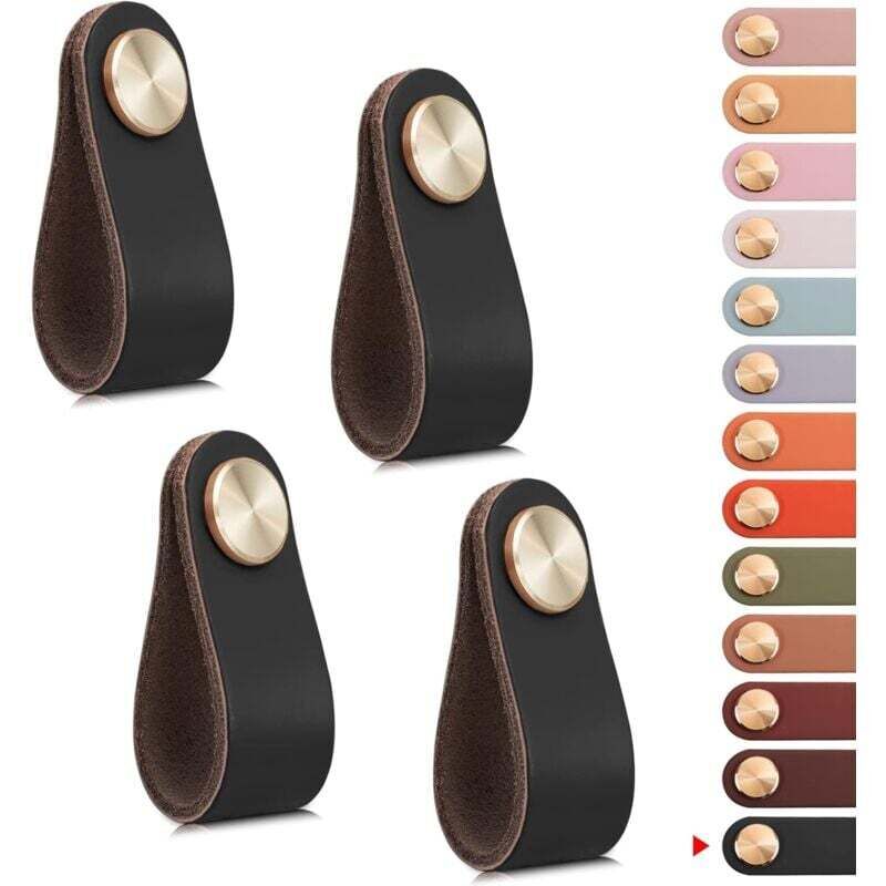 4 maniglie per mobili in pelle, pomelli per ante di armadietti, pomelli per cassetti in pelle, maniglie per mobili vintage per armadi, cassettiere,