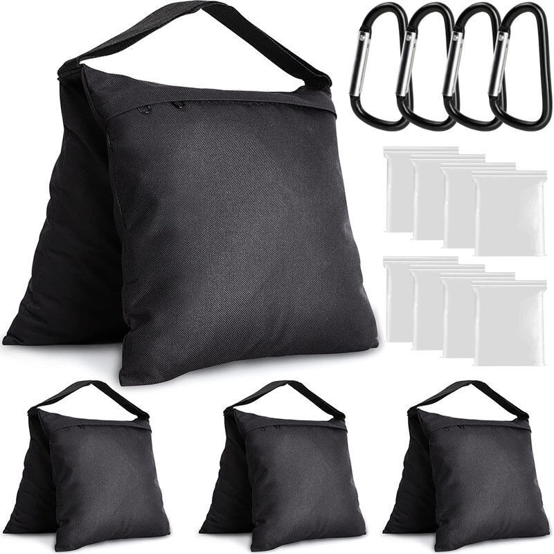 4 Stück robuste Sandsäcke für Fotostative, Foto- und Videostudios, Garten (Schwarz)