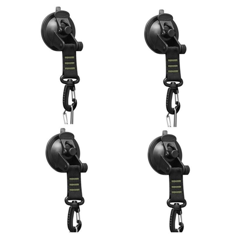 Tlily - 4 Stück Saugnapf mit D-Ring 360° drehbare Haken für Markise-Grün