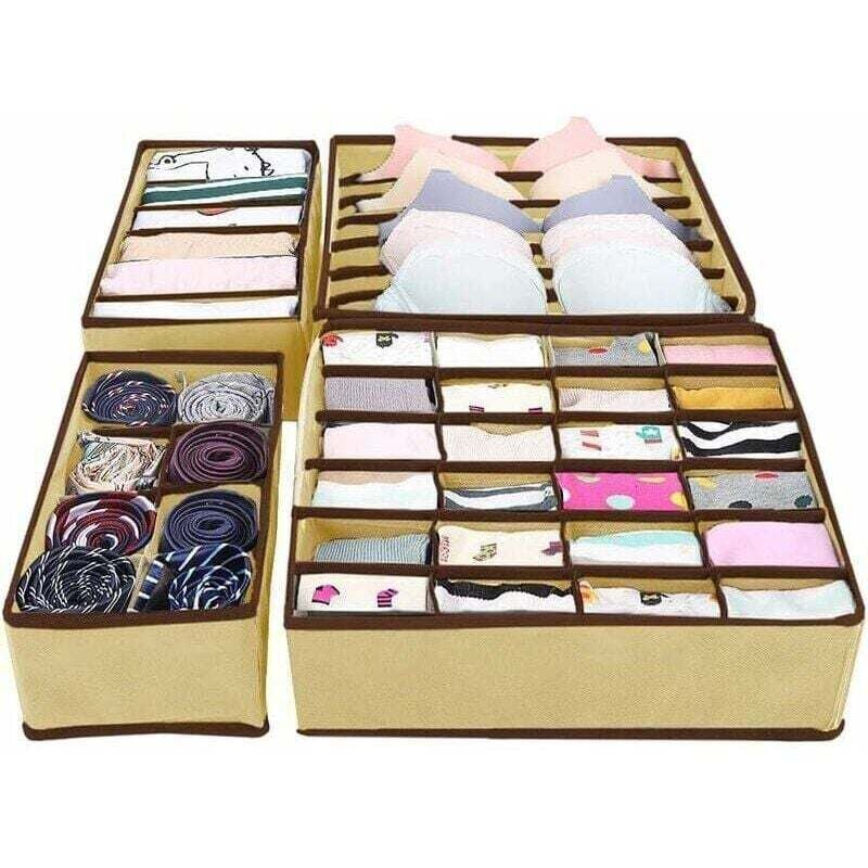 Rnemitery - 4 Stück Schubladen-Aufbewahrungsbox, Dressing-Kleidung-Aufbewahrungsbox, faltbare Schrank-Aufbewahrungsbox, Schubladen-Aufbewahrungsbox