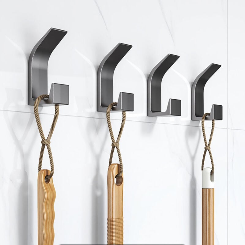 Jn.songs - 4 Stück Selbstklebende Haken, Garderobenhaken, Kleiderhaken Selbstklebend, Klebehaken für Jacken, Mäntel, Kleidung - 5 Schwarz