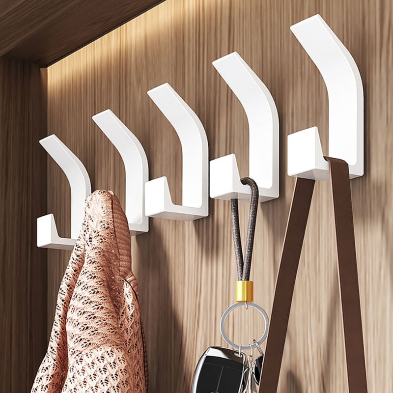 Jn.songs - 4 Stück Selbstklebende Haken, Garderobenhaken, Kleiderhaken Selbstklebend, Klebehaken für Jacken, Mäntel, Kleidung - 10 Weiß