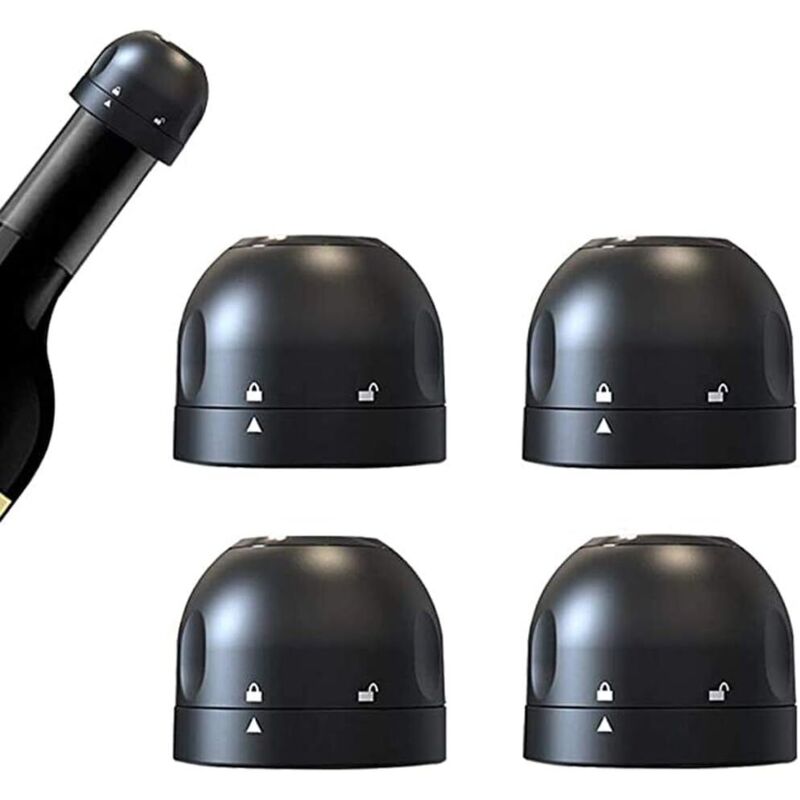 4 Stück Wein- und Sektflaschenverschlüsse aus Silikon – wiederverwendbarer Vakuumverschluss, um Wein frisch zu halten