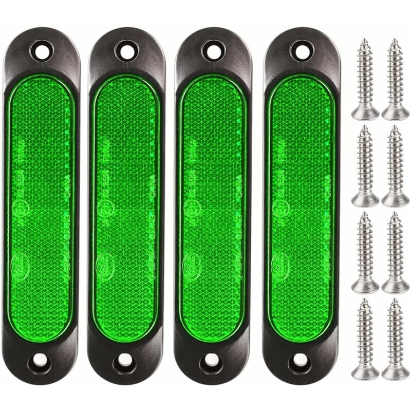 4 Stück 12 V-24 v 27 LED-Anhängermarkierungen vorne, LED-Anhängerparkschilder hinten für lkw, Bus, Boot, Wohnmobil, lkw, suv, utv, grün