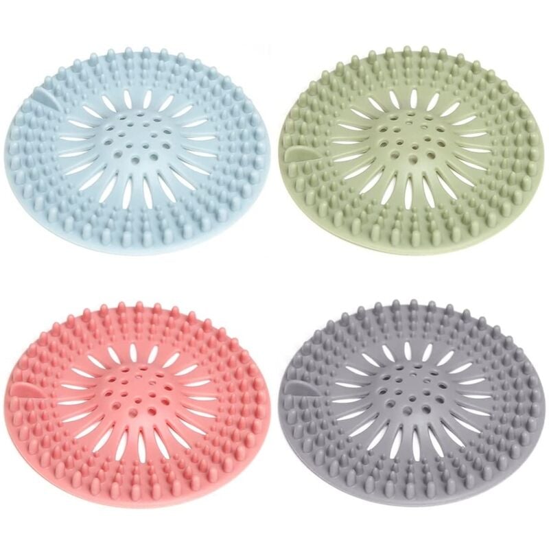 Petites Ecrevisses - 4 Stück Abflusssieb Silikon Abflusssieb Dusche Haarfänger Badewanne Abflussabdeckung für Badezimmer Badewanne Küche
