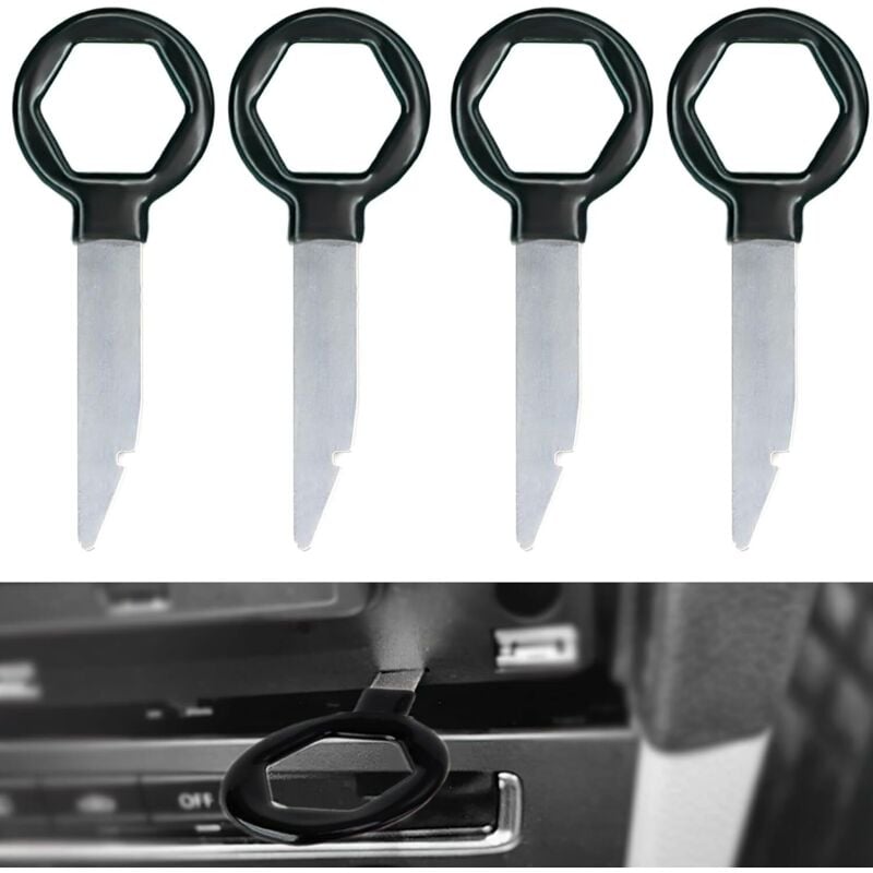 Jalleria - 4-teiliger Autoradio-Entfernungsschlüssel, Autoradio-Entfernungswerkzeuge, Autoradio-Entfernungsschlüssel, ergonomisches Design, massiver
