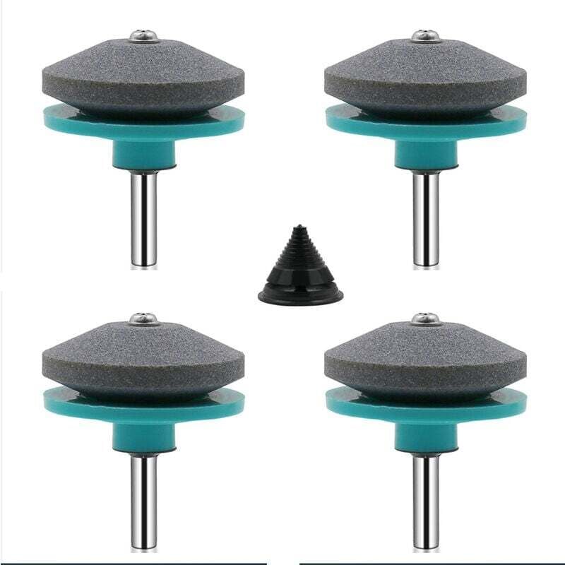 4-teiliger Rasenmäher-Klingenschärfer, universelles Rasenmäher-Schärfzubehör für Rasenmäher mit 1-teiligem Klingenausgleichssatz (grün und blau)