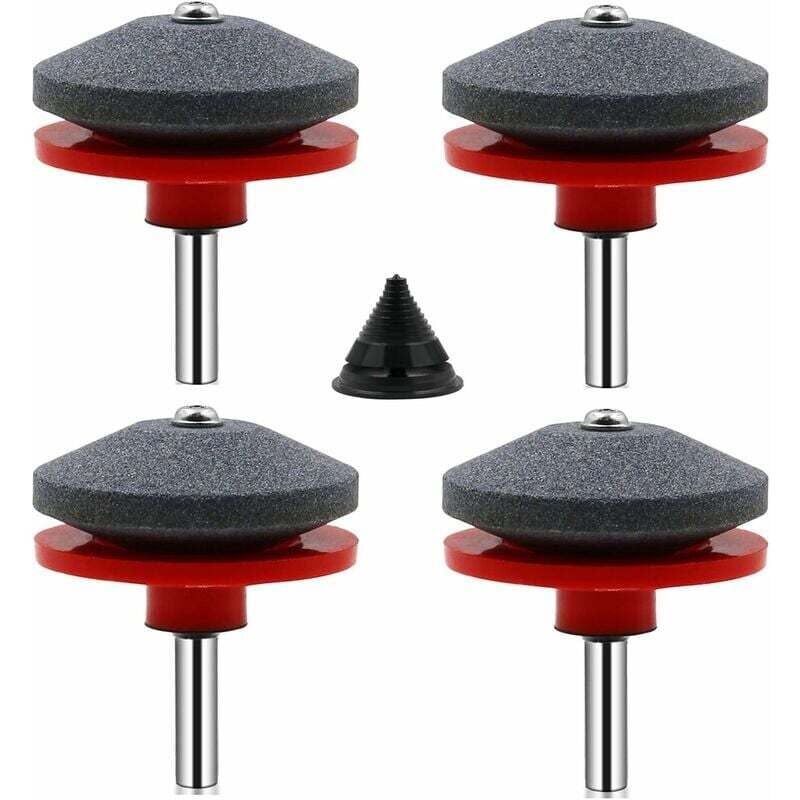 SNQ - 4-teiliger Rasenmäher-Klingenschärfer, universelles Rasenmäher-Schärfzubehör für Rasenmäher mit 1-teiligem Klingenausgleichssatz (rot)