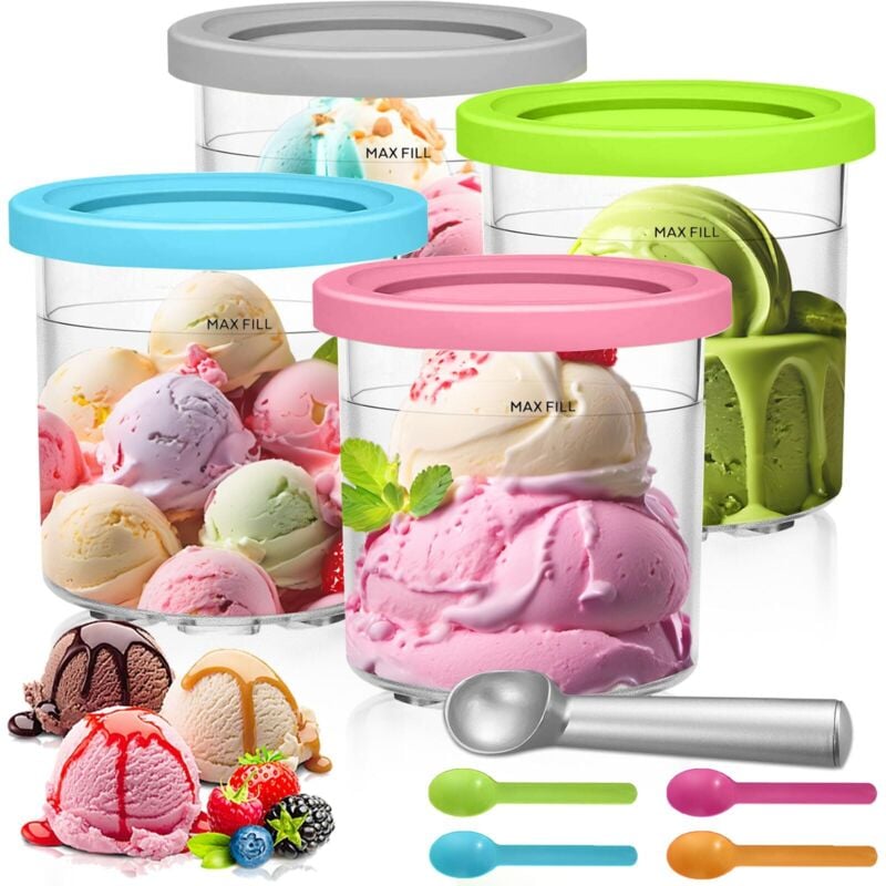 4-teiliger Topf für Ninja Creamy, 500-ml-Topf für die Ninja-Eismaschine, Ersatz-Eisbehälter für Ninja Creami NC299AM/C300S, Schüssel für Ninja