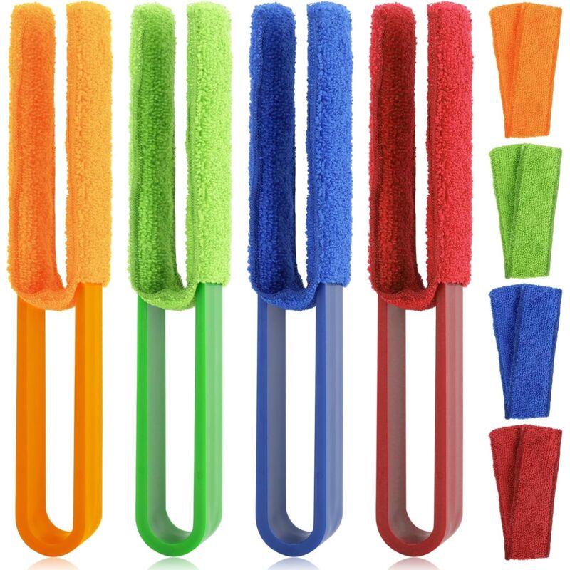 4-teiliges Jalousien-Reinigungsbürsten-Set, 4 Farben, Jalousienreinigungswerkzeuge, Reinigungswerkzeuge für Jalousien und Rollläden mit waschbarem