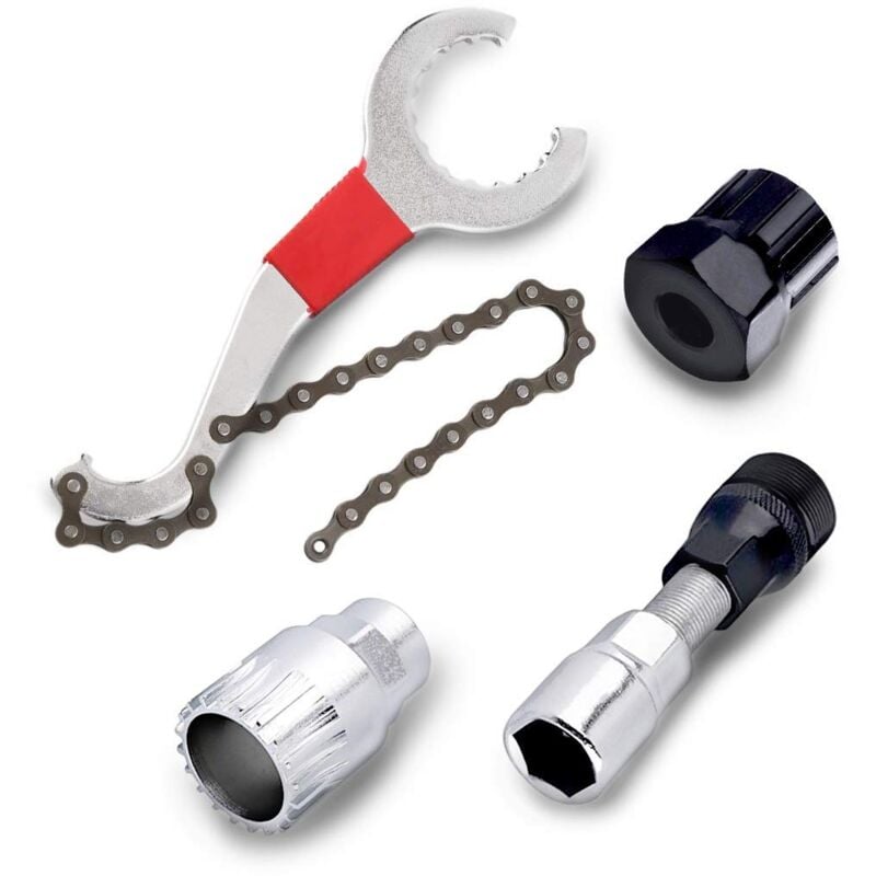 Beijiyi - 4-teiliges Mountainbike-Fahrrad-Reparatur-Werkzeug-Set, Fahrradkette, Halterung, Freilauf, Kurbel-Entferner-Werkzeug,