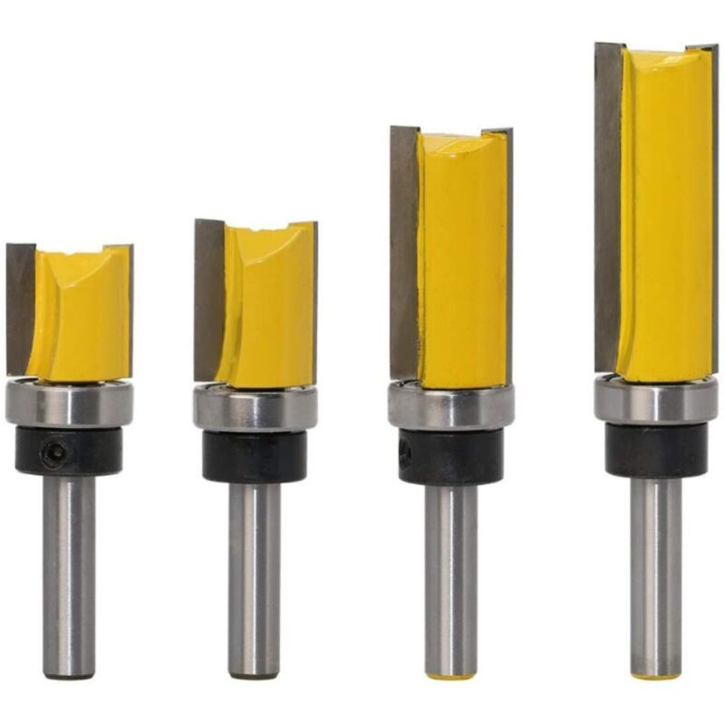 4-teiliges Muster-/Bündig-Schnitzmesser-Set – 8-mm-Schaft, professionelles Schneidwerkzeug