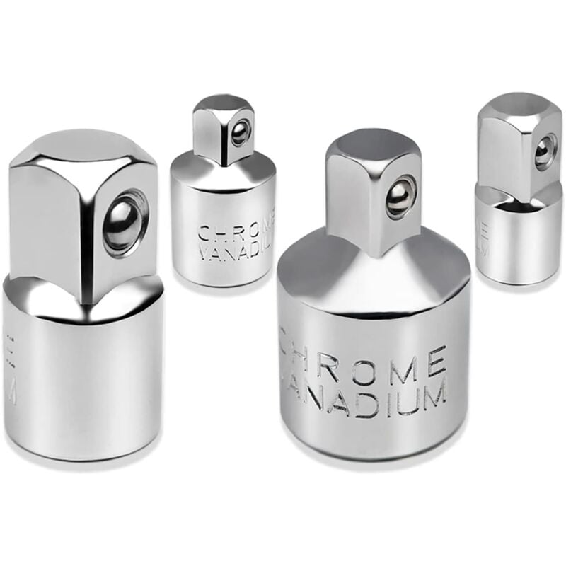 Tigrezy - 4-teiliges Ratschen-Adapter-Adapter-Set, Stecknuss-Adapter, Ratsche 1/2 Zoll auf 3/8 Zoll, 3/8 Zoll auf 1/2 Zoll, 1/4 Zoll auf 3/8 Zoll,