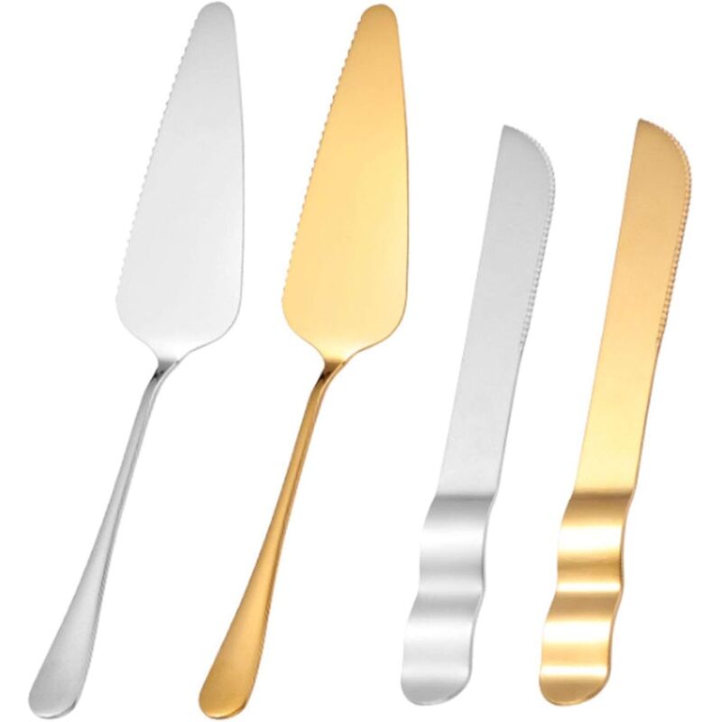 4-teiliges Set aus Edelstahl-Tortenhebern, Pizzaschneidern, Spateln, rostfreien Torten- und Kuchenspateln mit eleganten Griffen, geeignet für