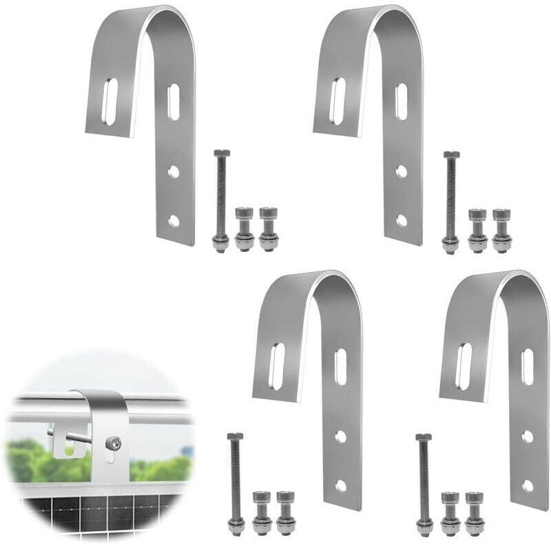 4-teiliges Set Montagehaken für Solarmodule, Solarmodulhalterungen, Edelstahlhaken für Geländer, für die Installation von Solaranlagen auf dem Balkon