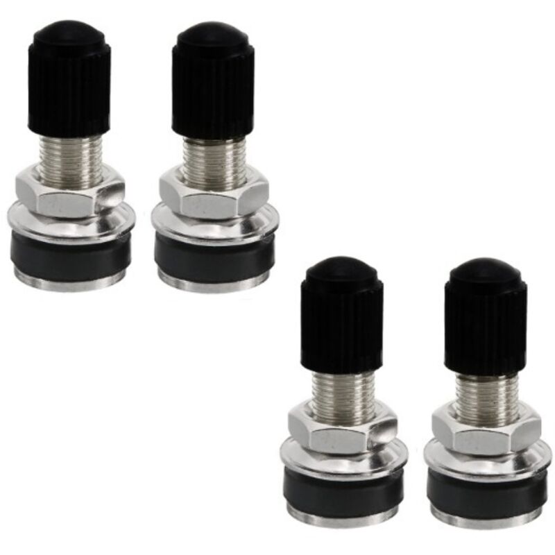 4-teiliges Set schlauchloser Metallventile für Auto-/Motorradreifen mit Staubkappen – 15 x 32 mm