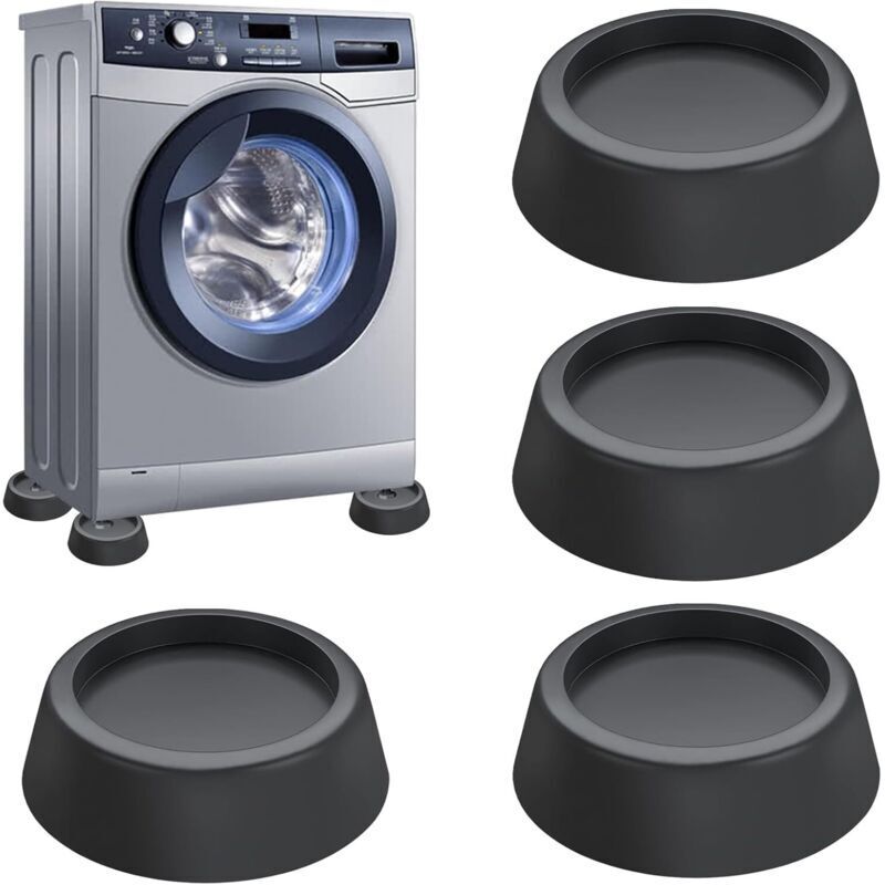 4-teiliges Set schwarzer Antivibrationsmatten für Waschmaschinen, geräuschdämpfende Füße mit Gummipads, für Waschmaschinen, Trockner, Möbel,