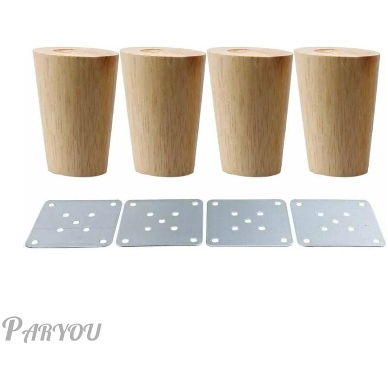 4 x 5 cm Massivholz-Möbelbeine mit Montageplatte und Schrauben für Sofa, Fernseher, Bett, Esstisch – 5 cm