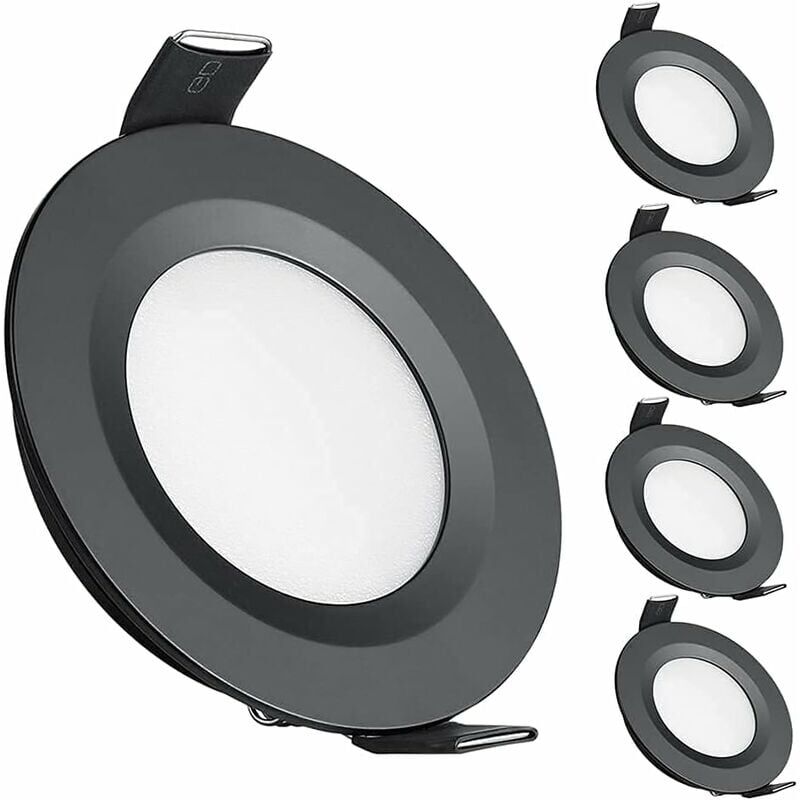 Dolaso - 4 x LED-Einbaustrahler, 12 v, Loch 58–65 mm, 3 w, 3200 k, Deckeneinbauleuchte für Wohnmobil, Boot, Wohnwagen, Van, Yacht, warmweiß (schwarz)