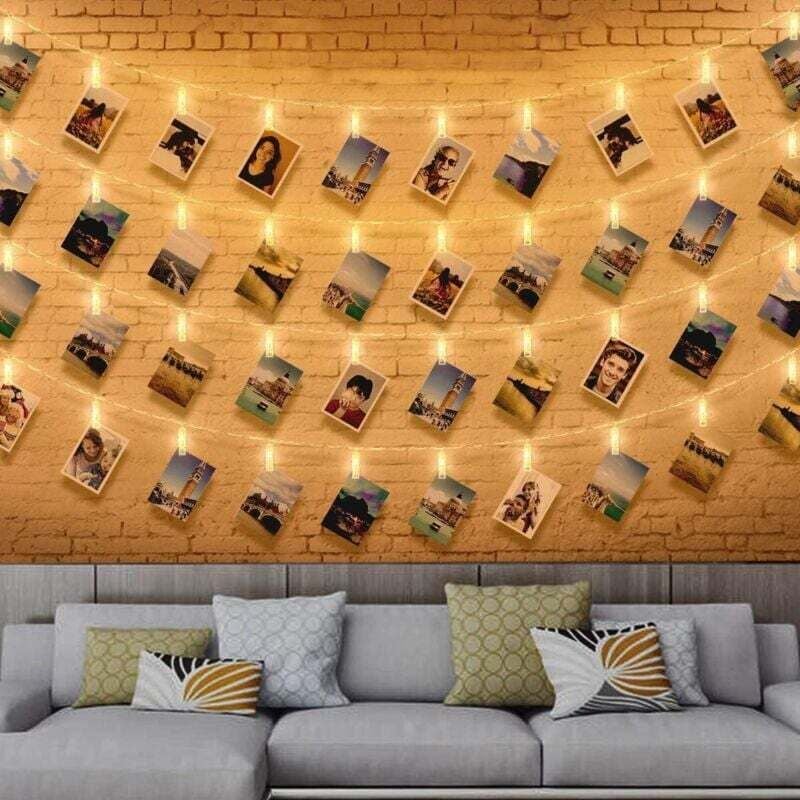 40 LED-Foto-Lichterketten, 6 m LED-Foto-Lichterketten, Wand-Fotohalter-Lichterketten, Foto-Clip-Halter für Party, Dekoration, Hochzeit