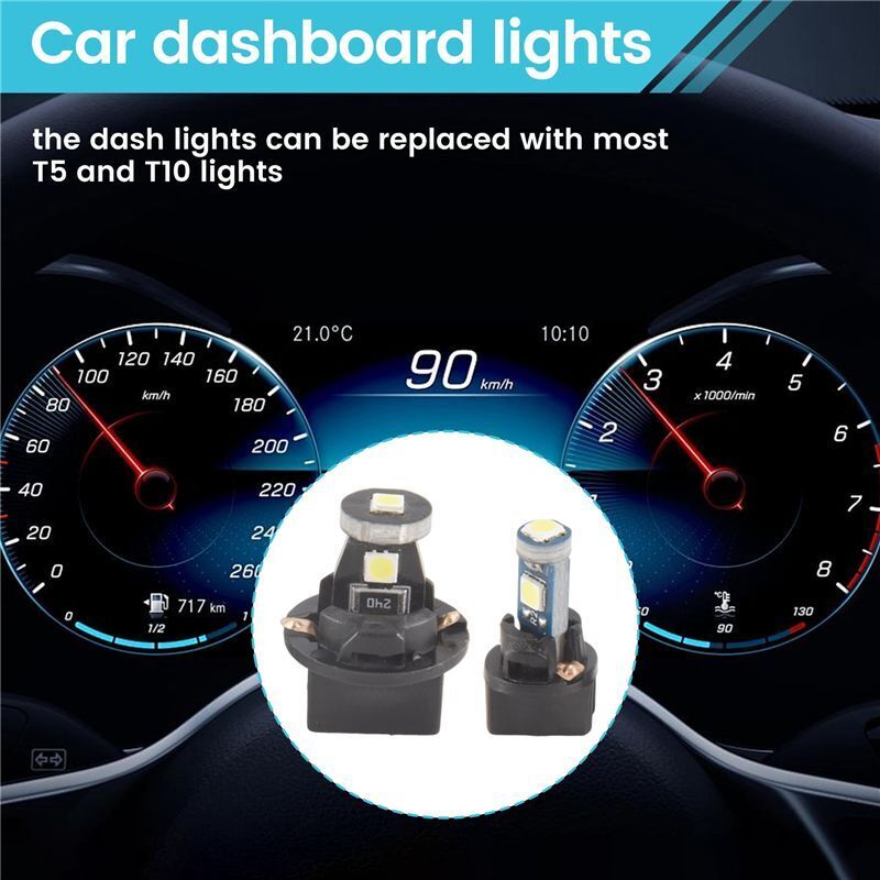 40 Stück T5 T10 LED-Lampen Armaturenbrettleuchten mit Drehsockel Instrumententafelbeleuchtung LED-Lampen für die Innenraumbeleuchtung Des Autos