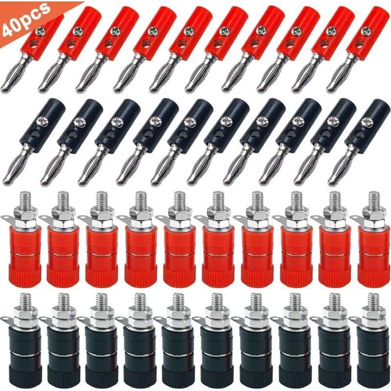 40-teiliges Premium-4-mm-Bananenstecker-Anschlussset für Lautsprecher und Audio-/Video-Receiver